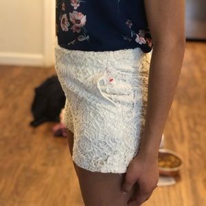White lace floral shorts (not see through)